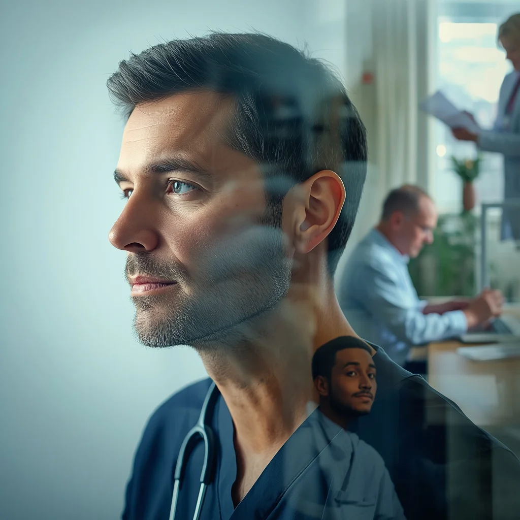 A Man's Healing Path: From Patient to Dedicated Healer | Deeply Compassionate Narrative — AI image prompt