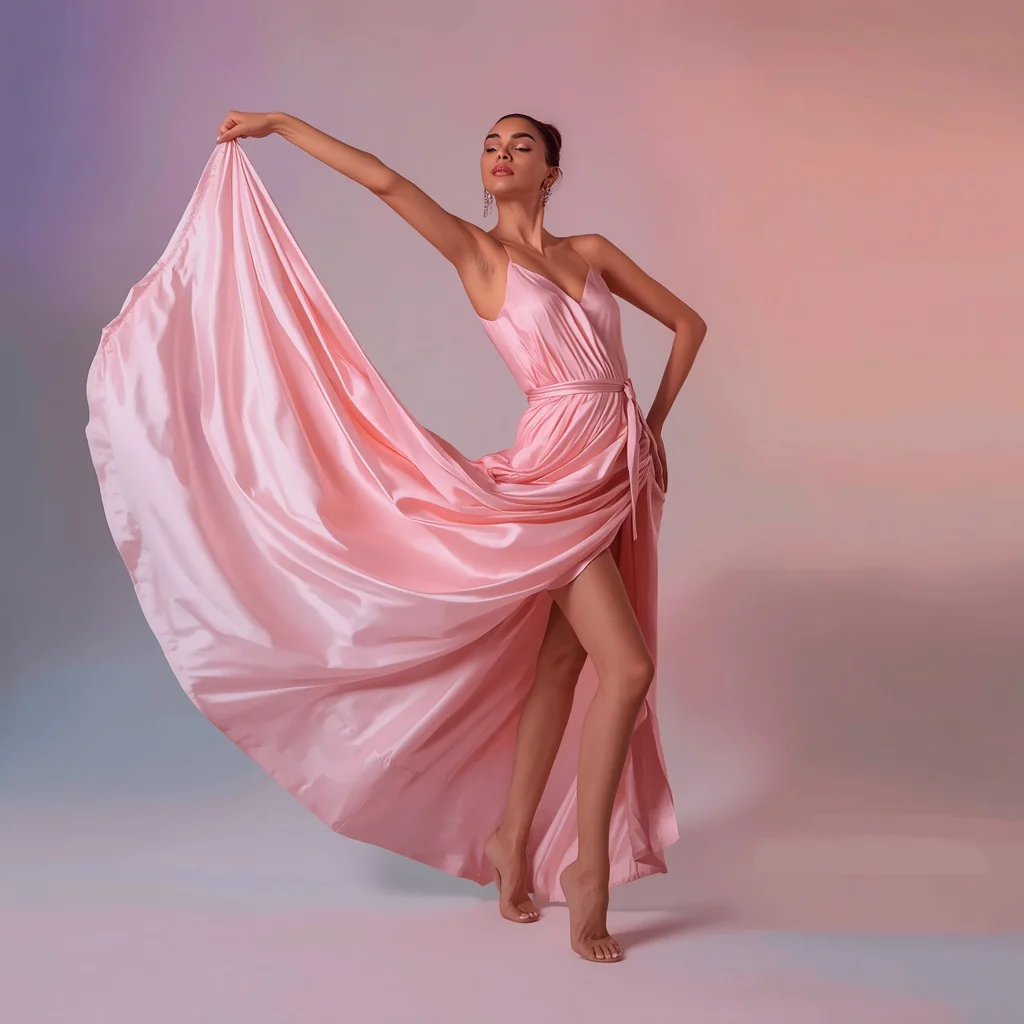 Graceful Modern Girl Wearing Chic Pastel Silk Party Dress | Graceful Modern Girl — AI image prompt