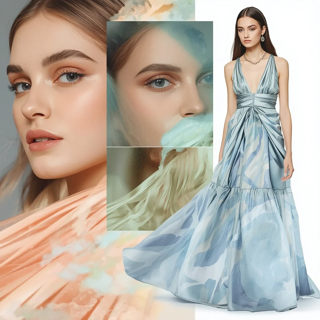 Latest Western Dresses In Fashion Exhibited In Watercolor Collage | Creative Collage Girl — AI image prompt