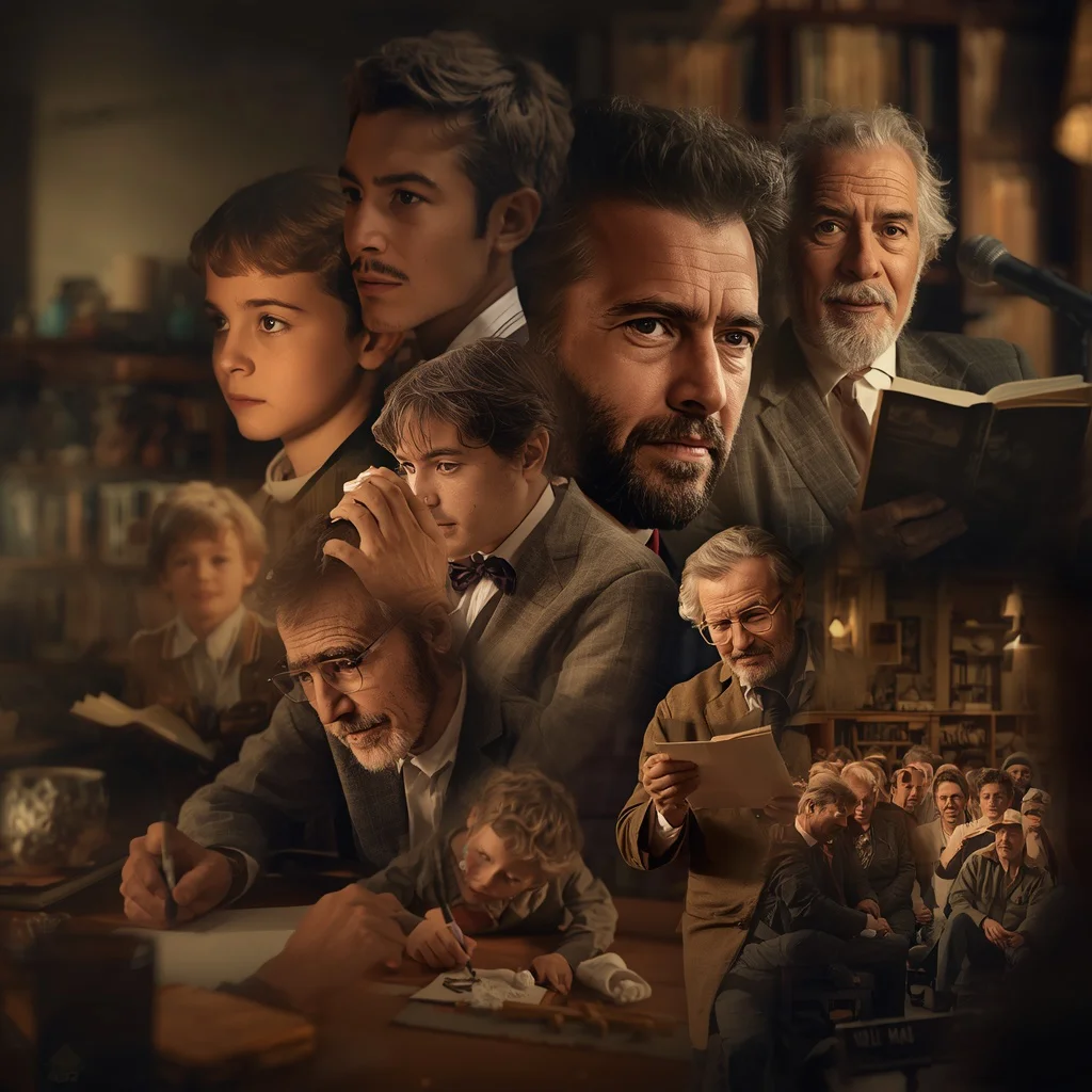 The Storyteller's Journey: A Man's Life Crafting Narratives | Visualize Evocative Narrative — AI image prompt